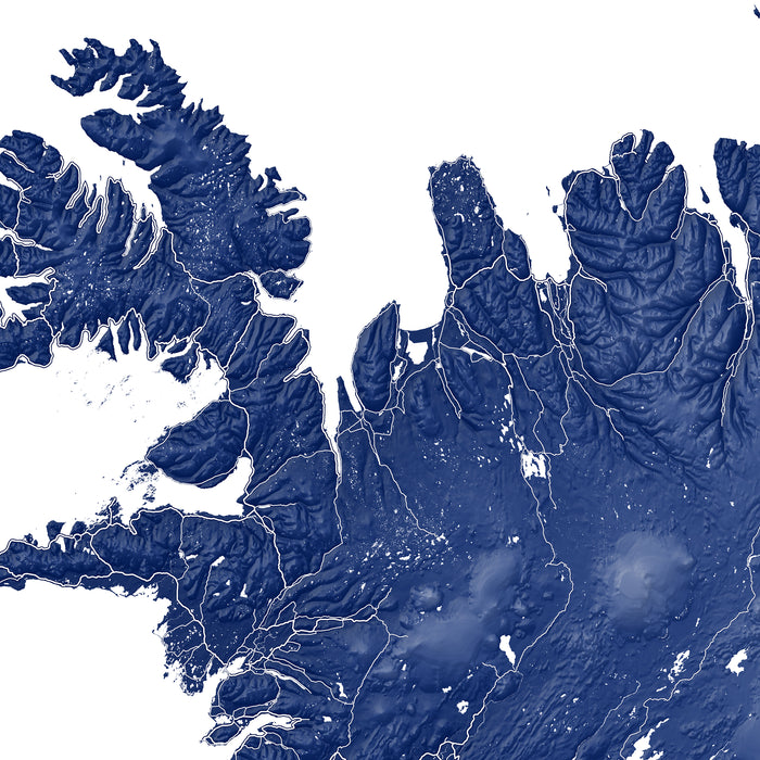 Iceland Map Print: Topographic Map of Iceland Wall Art Poster, Reykjavik