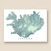 Map of Iceland with a watercolor texture on a beige background
