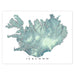Topographic map of Iceland with a light blue color scheme on a white background.