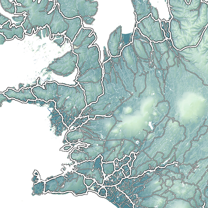 Topographic map of Iceland with a focus on the landscape and geography.