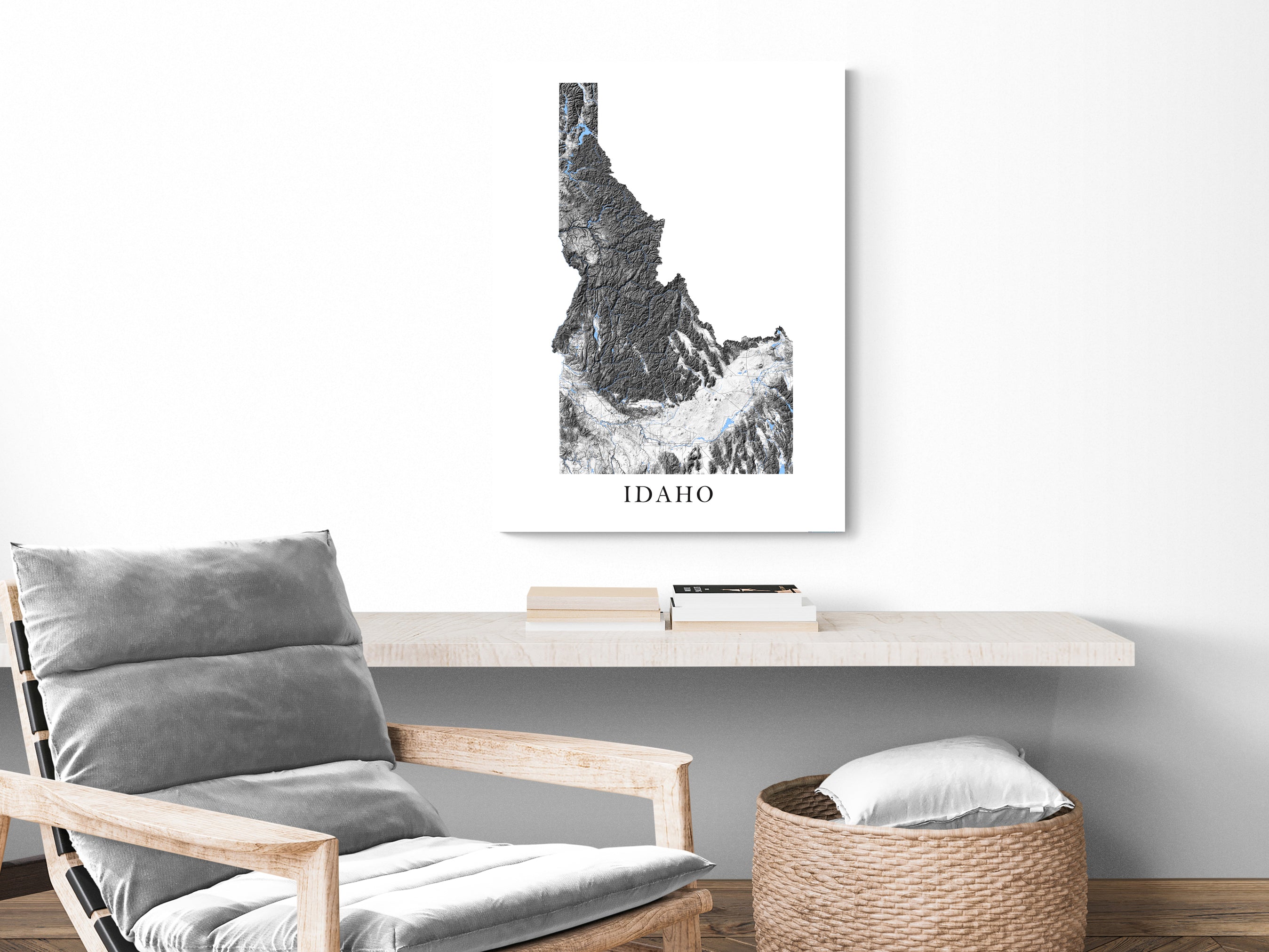 Idaho State Map Print Poster - Black and White Idaho Wall Art Prints ...
