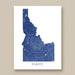 Map of Idaho in blue on a white background