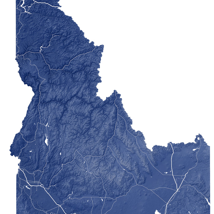 Topographic map of a region with detailed terrain and roads.