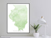 Illinois map print with natural landscape and main roads designed by Maps As Art.