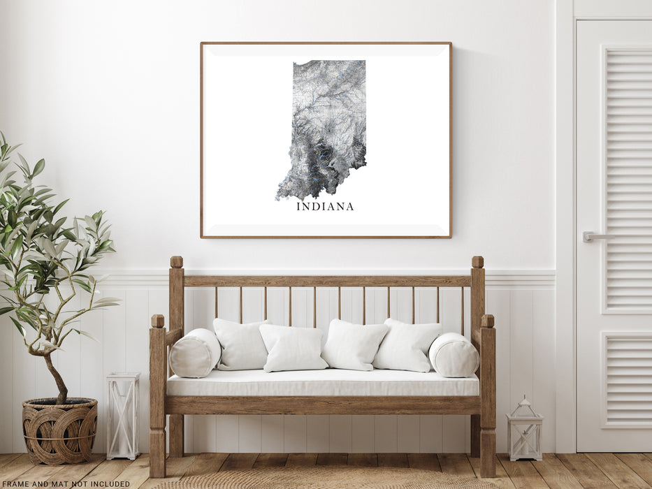 Indiana state map art print designed by Maps As Art.