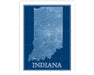 Indiana state blueprint map art print designed by Maps As Art.