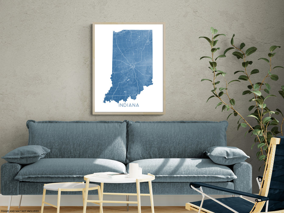 Indiana state map print in Vintage by Maps As Art.