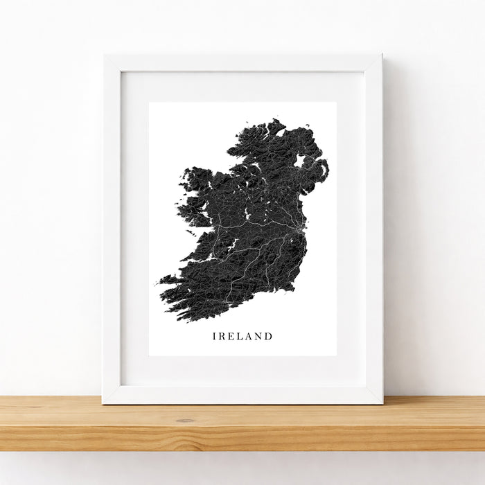 Framed map of Ireland on a white background