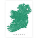Map of Ireland in green on a white background