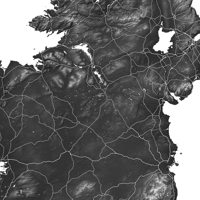 Topographic map with a focus on landforms and water bodies