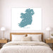 Map of Ireland on a wall above a bed in a bedroom