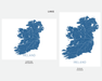Two maps of Ireland displayed side by side with labels 'Landscape' and 'Portrait'.