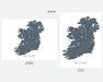 Two maps of Ireland in slate color with 'Slate' text above them on a white background.