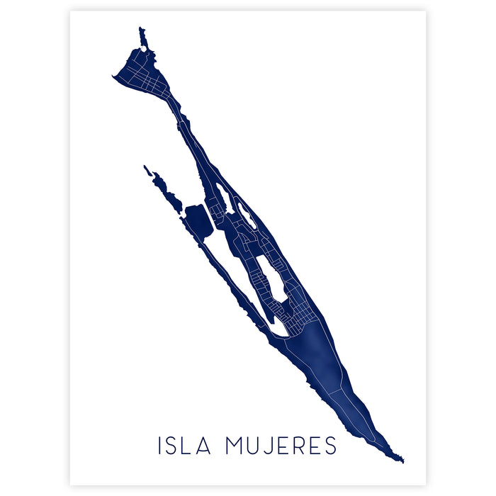 Isla Mujeres Mexico Map Print: Yucatan Wall Art Poster, Caribbean Island