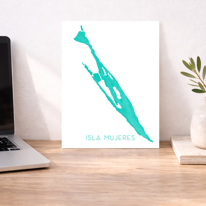 Isla Mujeres Mexico Map Print: Yucatan Wall Art Poster, Caribbean Island