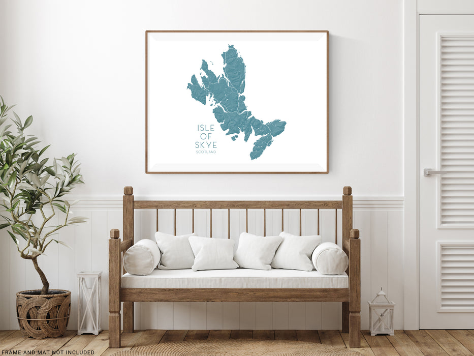 Isle of Skye Scotland island map print with a 3D topographic design by Maps As Art.