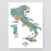 Map of Italy with various attractions on a white background