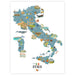 Illustrated map of Italy with various attractions on a white background