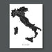 Map of Italy with black roads on a white background