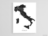 Italy map print with black and white topography by Maps As Art.
