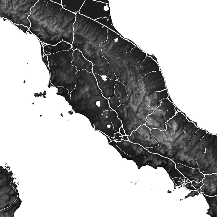 Italy Map Wall Art Print: Topographic Country Road Maps, Rome Milan Florence Venice Sicily Capri