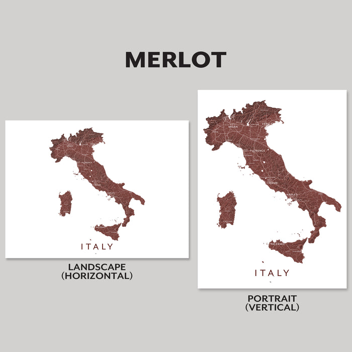 Italy Map Print: Detailed Topographic Map of Italy with Cities