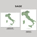 Two maps of Italy labeled 'Landscape (Horizontal)' and 'Portrait (Vertical)' on a gray background.