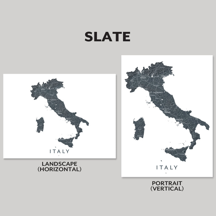 Italy Map Print: Detailed Topographic Map of Italy with Cities