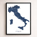 Framed map of Italy on a white wall