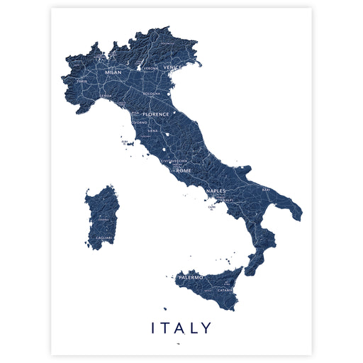 Map of Italy with cities labeled on a white background