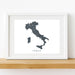 Framed map of Italy on a white wall