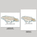 Two maps of Jamaica, one in landscape horizontal orientation and the other in portrait vertical orientation, on a gray background.