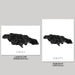 Two maps of Jamaica, one in landscape and one in portrait orientation, on a gray background.