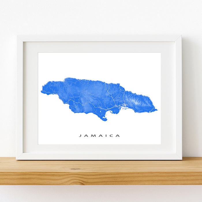 Jamaica Map Print: Topographic Caribbean Island Wall Art Poster