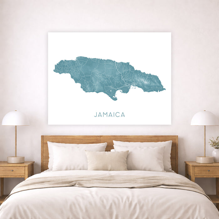 Jamaica Map Print: Topographic Map of Jamaica Art Poster, Caribbean Island Maps