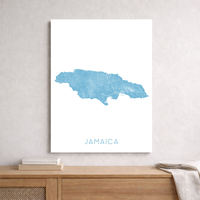Jamaica Map Print: Topographic Map of Jamaica Art Poster, Caribbean Island Maps