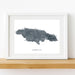 Framed map of Jamaica on a white background