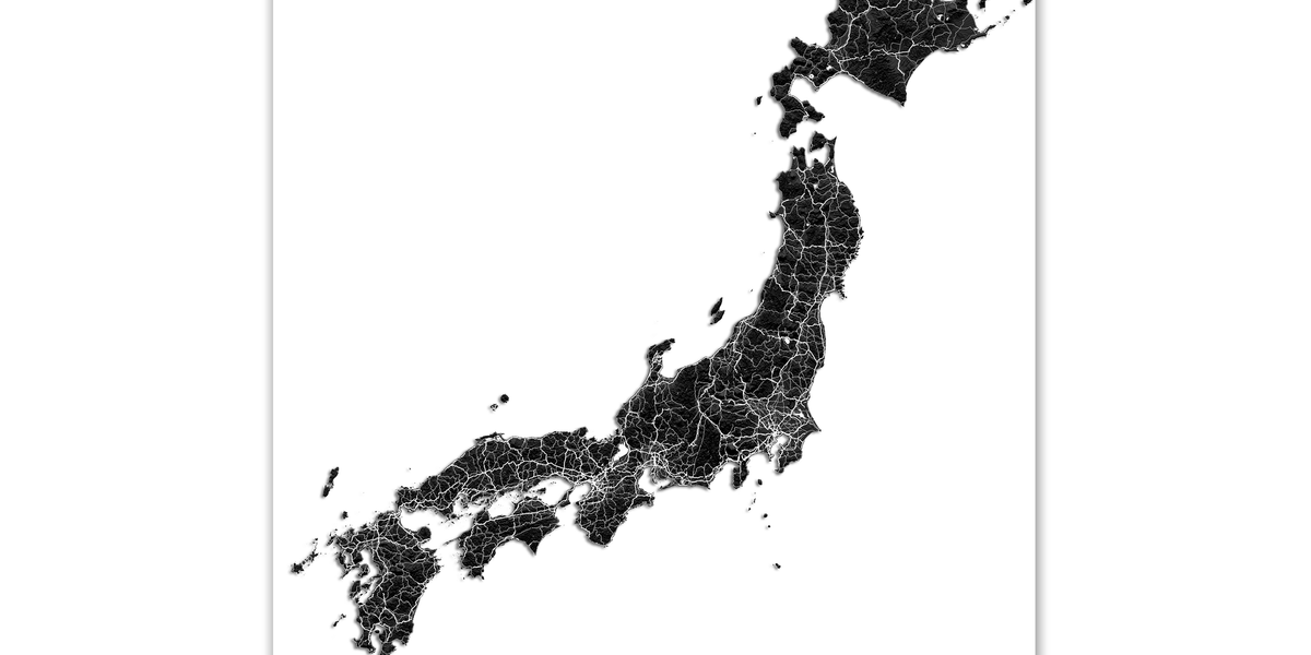 japan-map-wall-art-print-poster-black-and-white-japan-country-road-ma-maps-as-art for Free Printable Outline Map Of Japan Japan Map Wall Art Print Poster, Black and White Japan Country Road Ma — Maps As Art for Free Printable Outline Map Of Japan