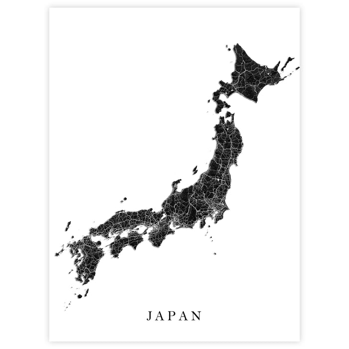 Map of Japan in black on a white background