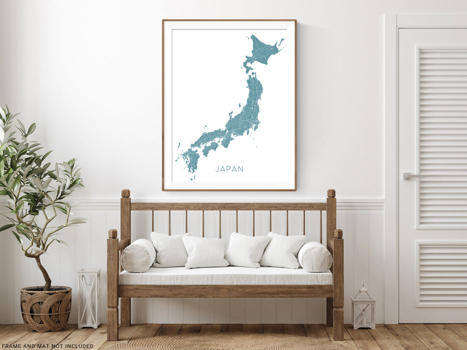 Japan topographic map print designed by Maps As Art.