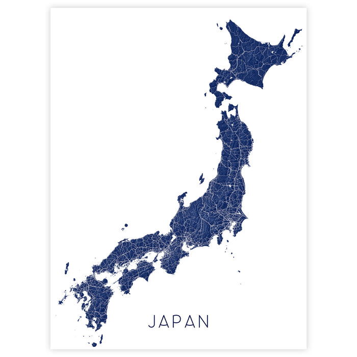 Map of Japan in navy blue on a white background