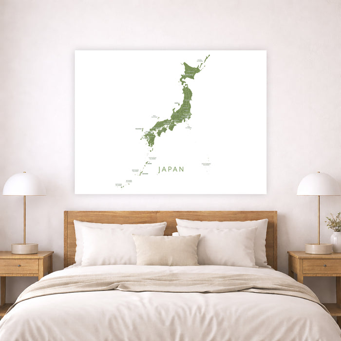 Japan Labeled Topographic Map Print: Japanese Islands Wall Art Poster