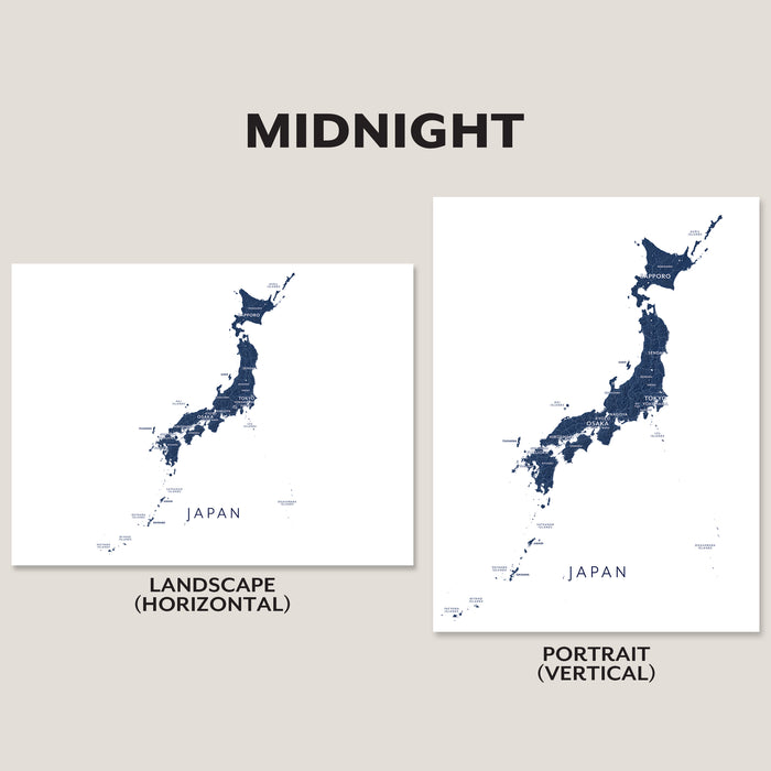 Japan Labeled Topographic Map Print: Japanese Islands Wall Art Poster