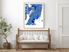 Jersey City, New Jersey map art print in blue shapes designed by Maps As Art.