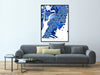 Jersey City, New Jersey map art print in blue shapes designed by Maps As Art.