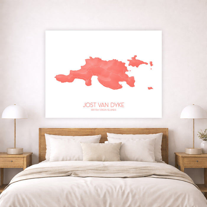 Jost Van Dyke Map Wall Art Print: British Virgin Islands Poster