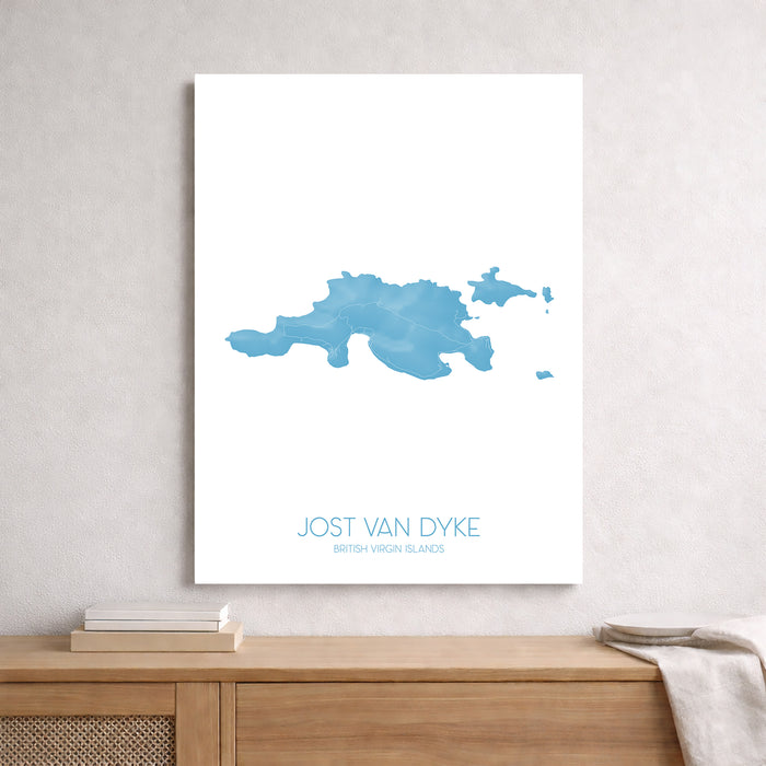 Jost Van Dyke Map Wall Art Print: British Virgin Islands Poster