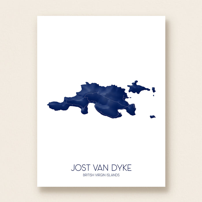 Jost Van Dyke Map Wall Art Print: British Virgin Islands Poster