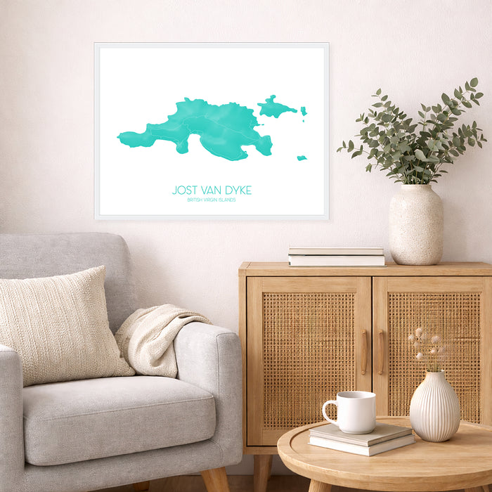 Jost Van Dyke Map Wall Art Print: British Virgin Islands Poster