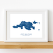 Framed map of Jost Van Dyke on a white background